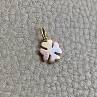 18k gold four-leaf clover with sapphire -  pendant or charm