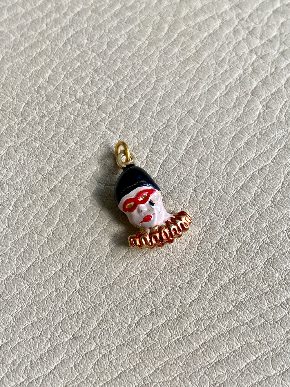 18k Gold and Enamel Harlequin Clown Mime Charm or Pendant