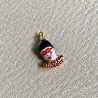 18k Gold and Enamel Harlequin Clown Mime Charm or Pendant