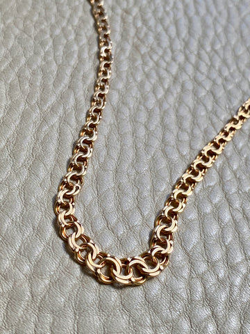 1964 Swedish 18k Gold necklace - Graduated double link chain necklace - 17.5 inch length