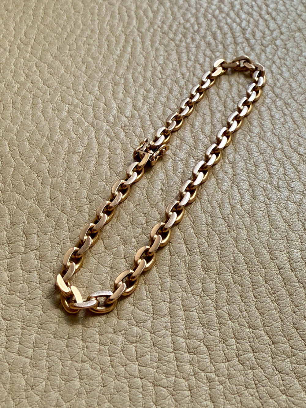 Italian Midcentury Vintage 18k gold biker link bracelet 4mm width - 7.4 inch length