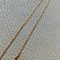 Antique Scandinavian 18k Gold Skinny Pressed Curb Link - Watch Chain Necklace with Swivel Dog Clip - 18.5 inch length