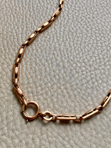 Antique Chunky Watch Chain in Rose Gold 14k - 17.3 inch length