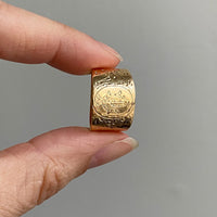 14K Gold “P” Initial Engraved Cigar Band Ring Circa 1900-1950 - Size 6.75