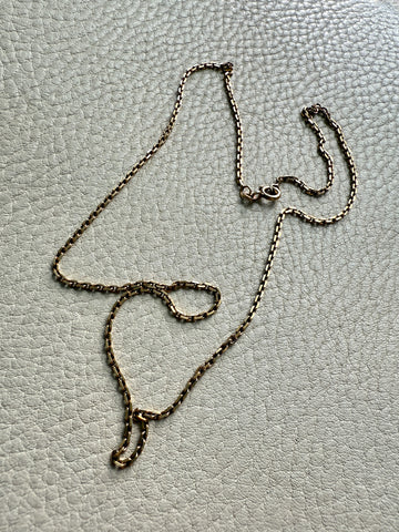 14k Gold Danish Vintage Skinny Biker Link Chain Necklace, Signed  - 20 inch length