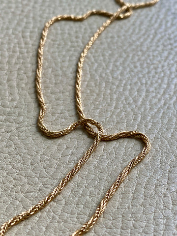 18k Gold Vintage Foxtail(!) Spiral Link chain necklace - 18.5 inch length