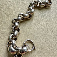 Chubby Antique Silver Rolo Link Bracelet - Circa 1900 - 6.5 inch interior circumference