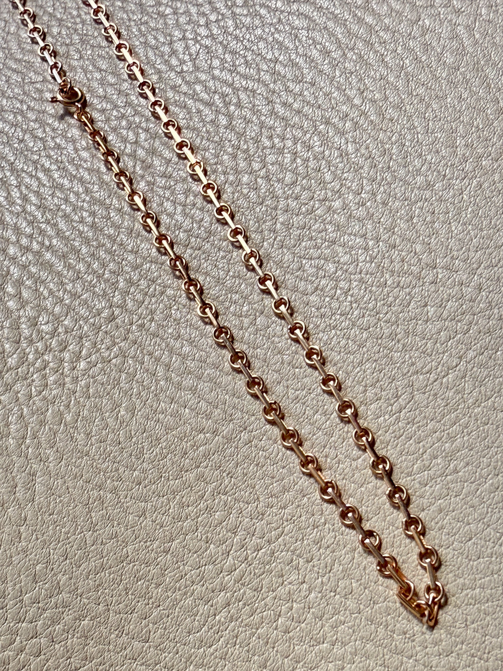 Swedish Vintage 18k gold Chain Necklace - Alternating Long and Round Links - 19.5 inch length