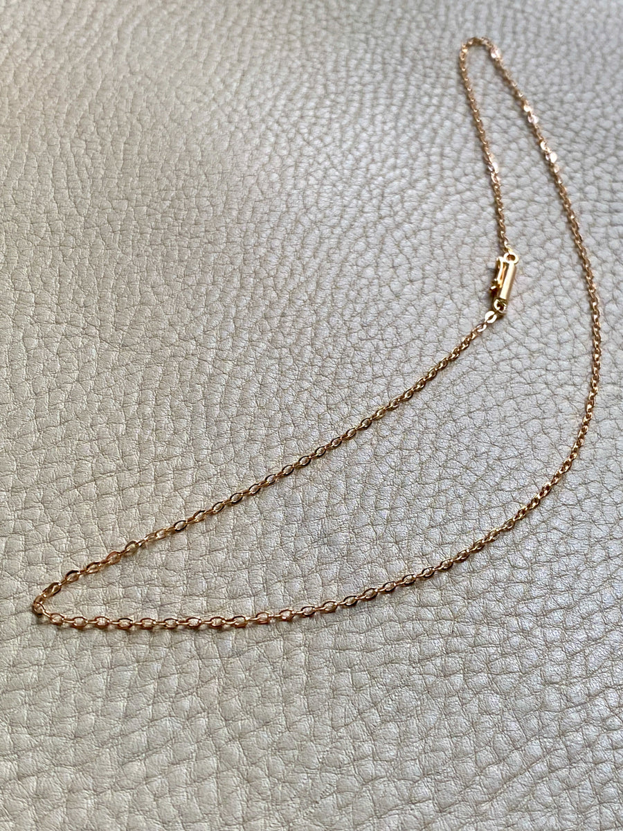 1907 Antique Cable Link Chain Necklace in 18k gold - tube clasp - 16.5 inch length