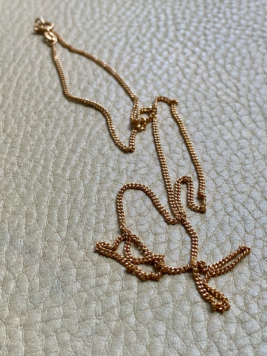 Swedish Vintage Curb Chain Necklace in 18k Gold - 19.8 inch length