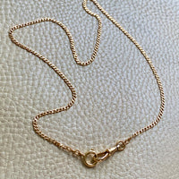 Antique Scandinavian 18k Gold Skinny Pressed Curb Link - Watch Chain Necklace with Swivel Dog Clip - 18.5 inch length