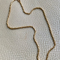 18k Gold Vintage - Unique Elongated Wavy Biker Link Chain Necklace - 18.9 inch length