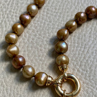 Vintage Cultured Pearl Necklace Graduated Width with 18k gold bolt clasp  - 17 inch length