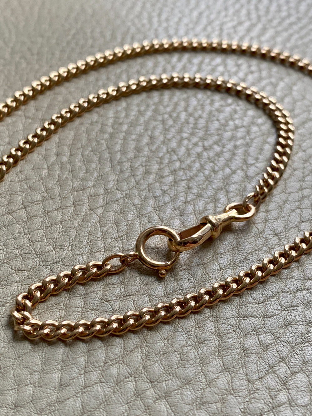 18k Gold Swedish Antique Round Curb Link Watch Chain Necklace - 17.5 inch length