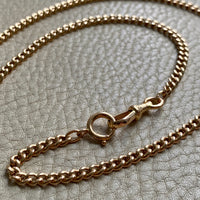 18k Gold Swedish Antique Round Curb Link Watch Chain Necklace - 17.5 inch length