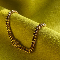 Italian vintage - Dense round curb link bracelet in 18k yellow gold - 7.25 inch length