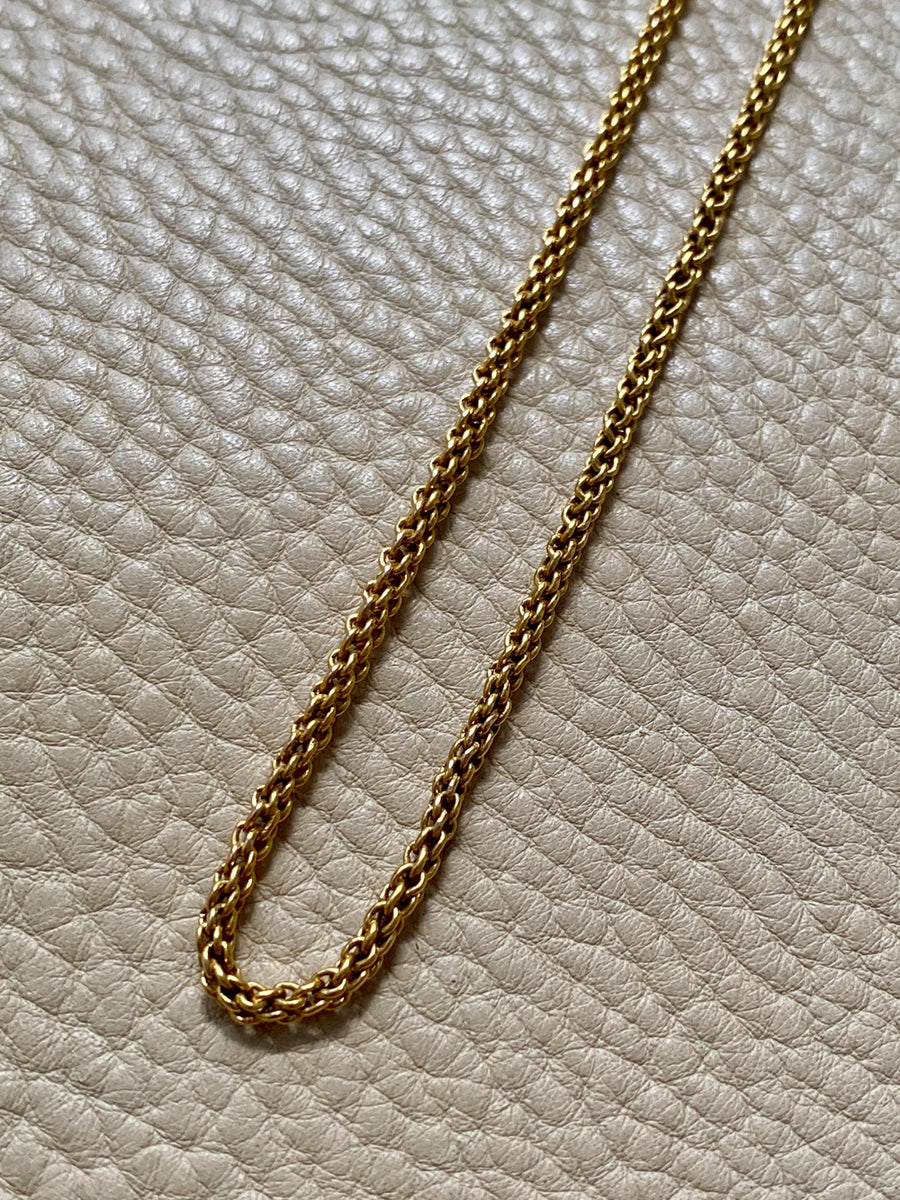 Antique Round Link Tubular Mesh Necklace - Solid 18k gold - 18 inch length