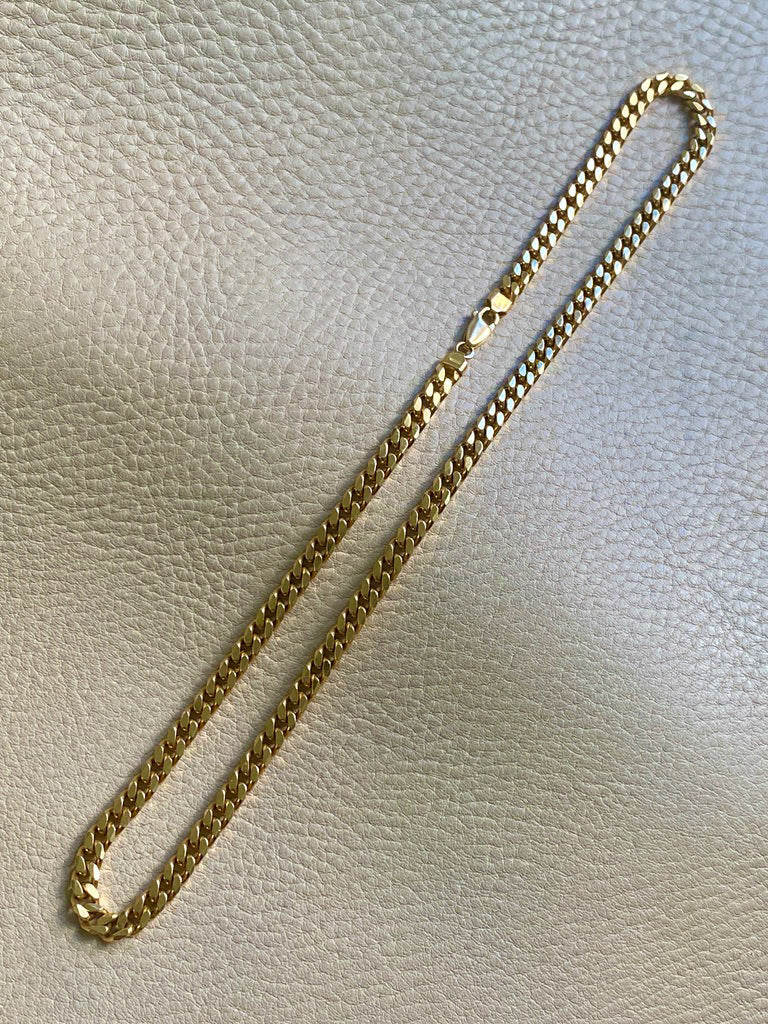 AMAZING! Heavy Italian Vintage Curb Link Necklace in Solid 18k Gold - 20 inch length