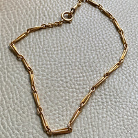 Spanish 19th Century Antique Watch Chain Double Fetter, Hayseed Link Necklace in 18k gold - 16 inch length