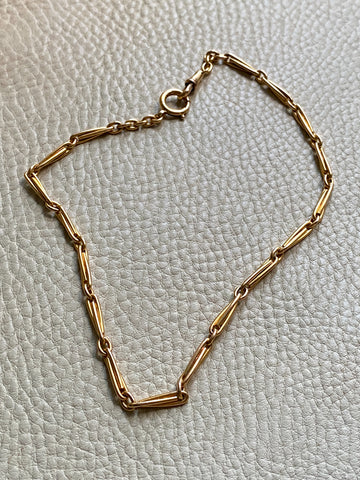 Spanish 19th Century Antique Watch Chain Double Fetter, Hayseed Link Necklace in 18k gold - 16 inch length