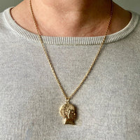 Vintage 14k Gold Large Empty Boy Head Locket Pendant