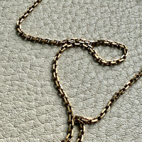 14k Gold Danish Vintage Skinny Biker Link Chain Necklace, Signed  - 20 inch length