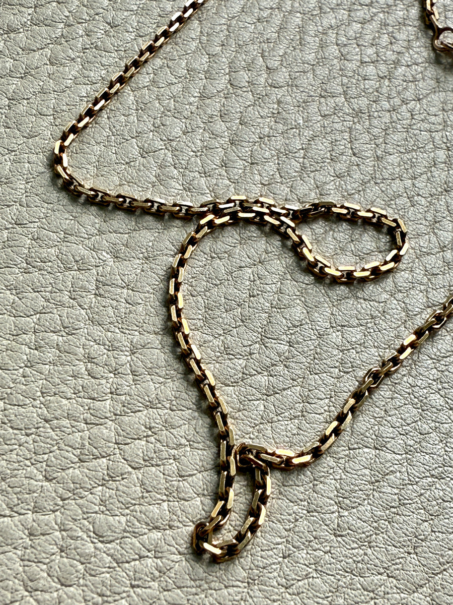 14k Gold Danish Vintage Skinny Biker Link Chain Necklace, Signed  - 20 inch length