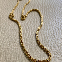 Antique Round Link Tubular Mesh Necklace - Solid 18k gold - 18 inch length