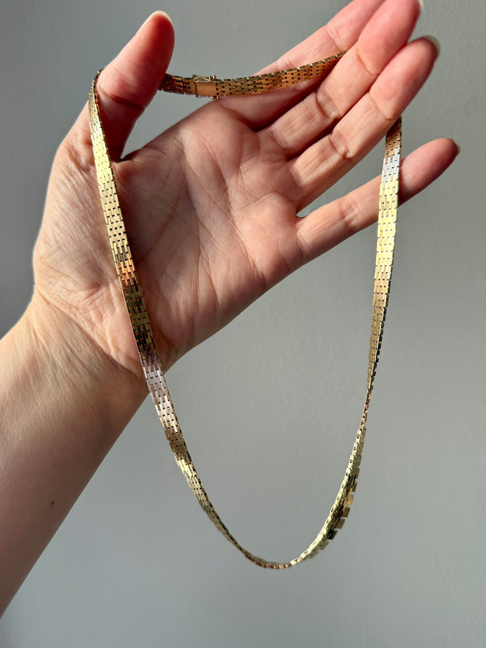 STUNNING! 14k Gold Cleopatra Link Necklace - Vintage Danish Signed - 20.4 inch length