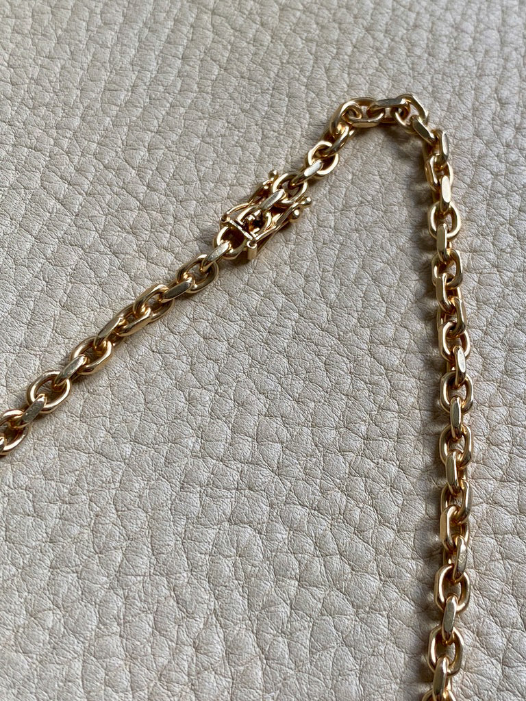 Excellent! Biker Link Chain in 14k Gold - Danish Vintage by Jannik Lilleriis Andersen - 20 inch length