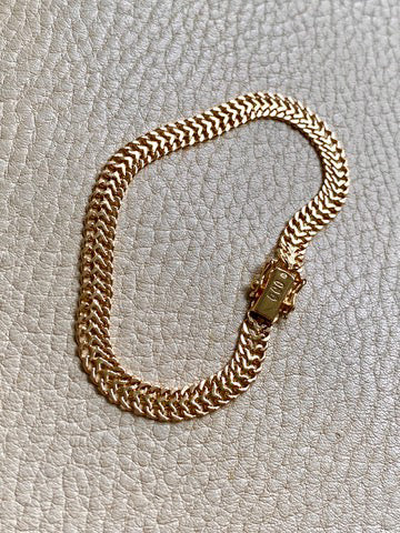 Italian Classic UnoAErre Herringbone Link Bracelet in 18k gold - 7.25 inch length