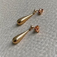 18k gold Droplet stud earrings - 1950s era Vintage Swedish