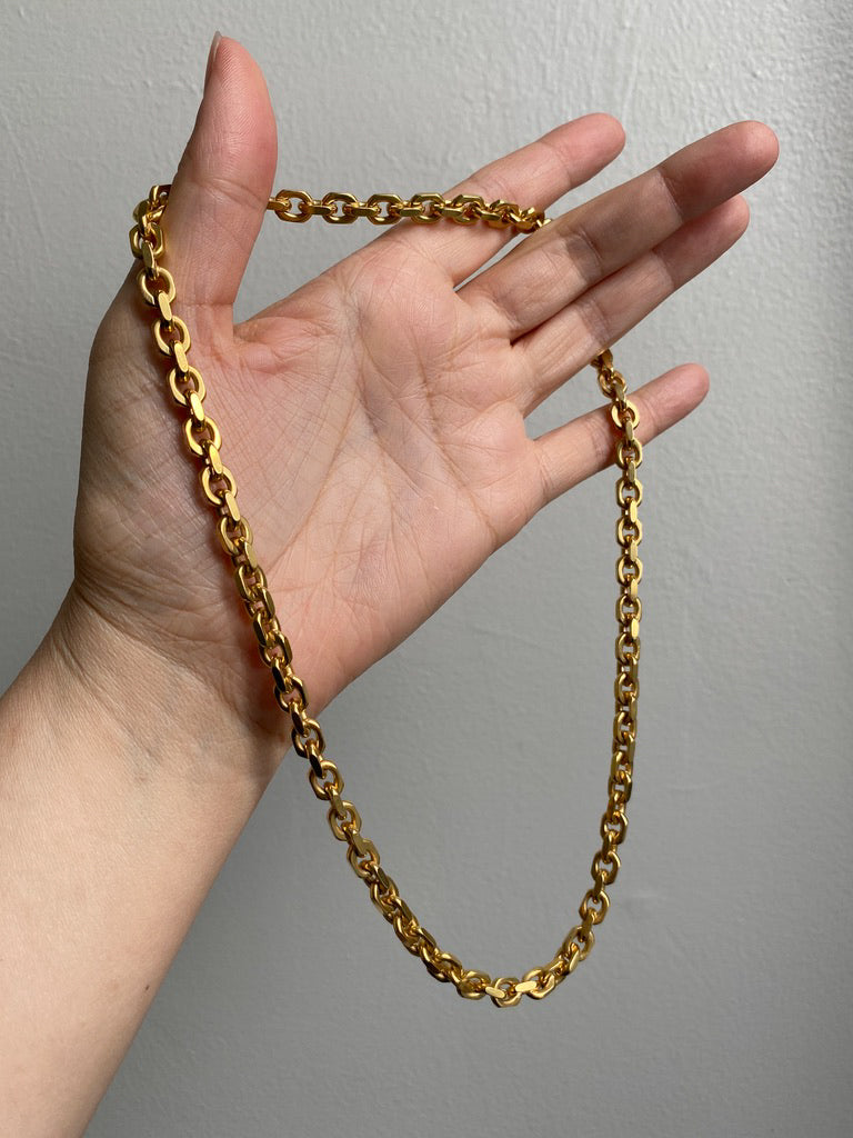 WEIGHTY!! 18k Gold Chunky Biker Chain Necklace - By Classic Italian Maker Balestra - 20 inch length