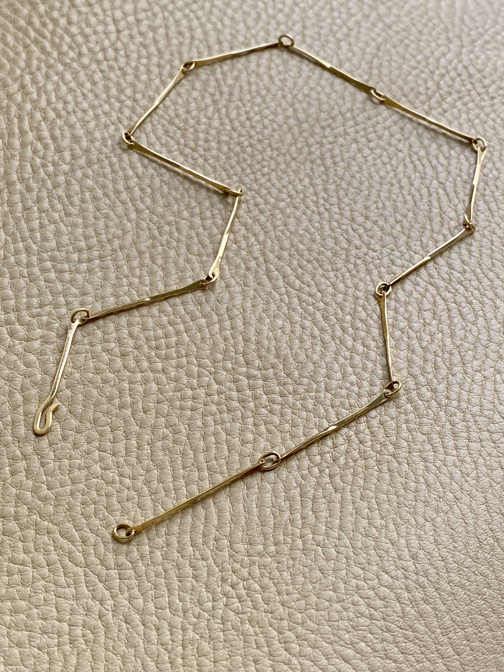 Half-twist gold bar link necklace - 14k gold - 20 inch length