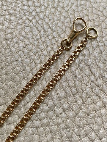 Double Link Necklace with Watch Chain Dog clip in 18k gold - 18 inch length