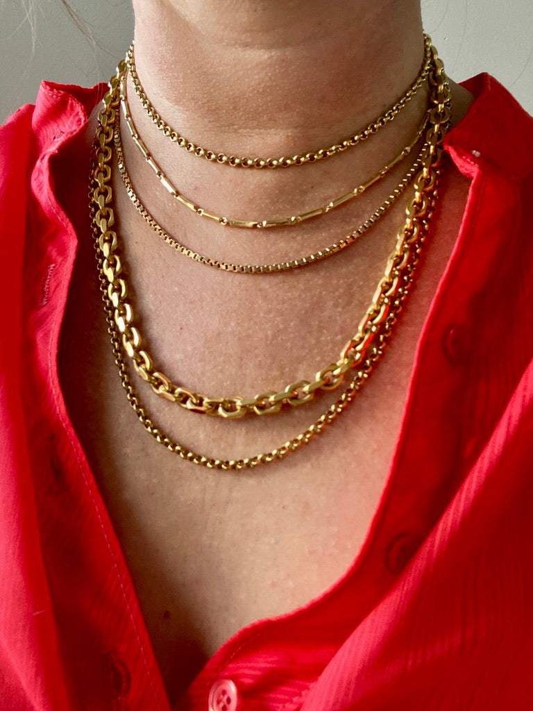 WEIGHTY!! 18k Gold Chunky Biker Chain Necklace - By Classic Italian Maker Balestra - 20 inch length