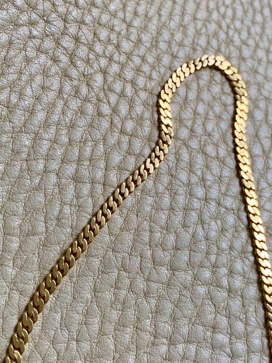 1929 Swedish Vintage Pressed Curb Link 18k Gold Necklace - 17 inch length