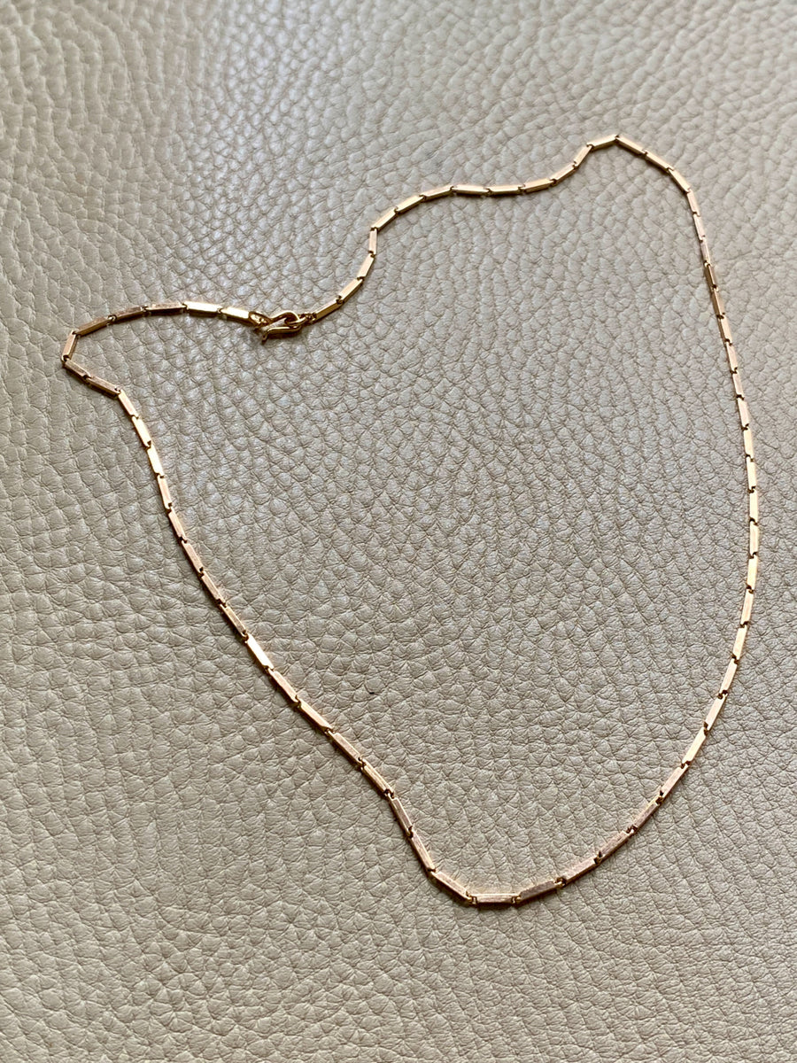 Geometric gold bar link necklace - 18k gold - 18 inch length