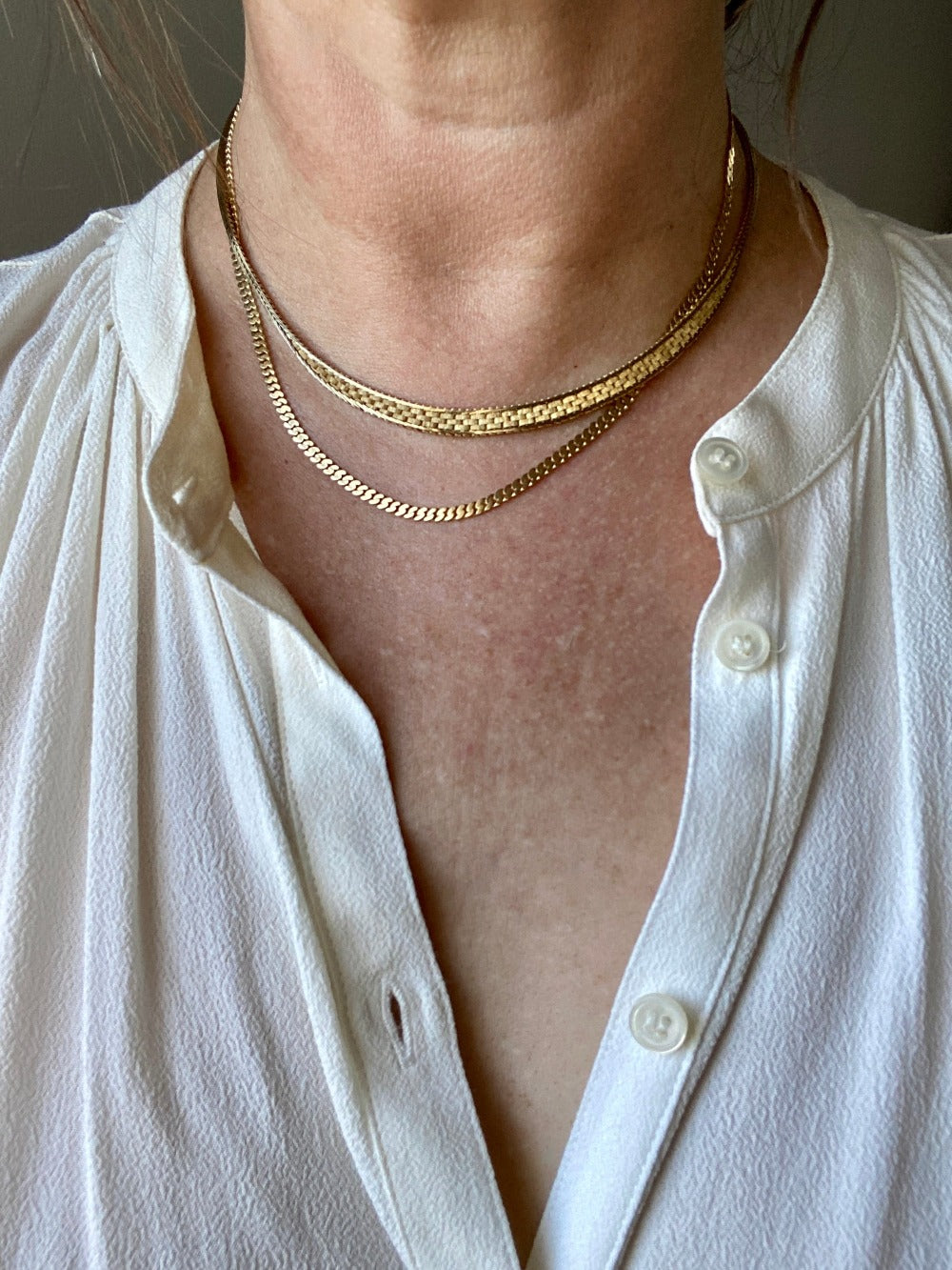 1929 Swedish Vintage Pressed Curb Link 18k Gold Necklace - 17 inch length