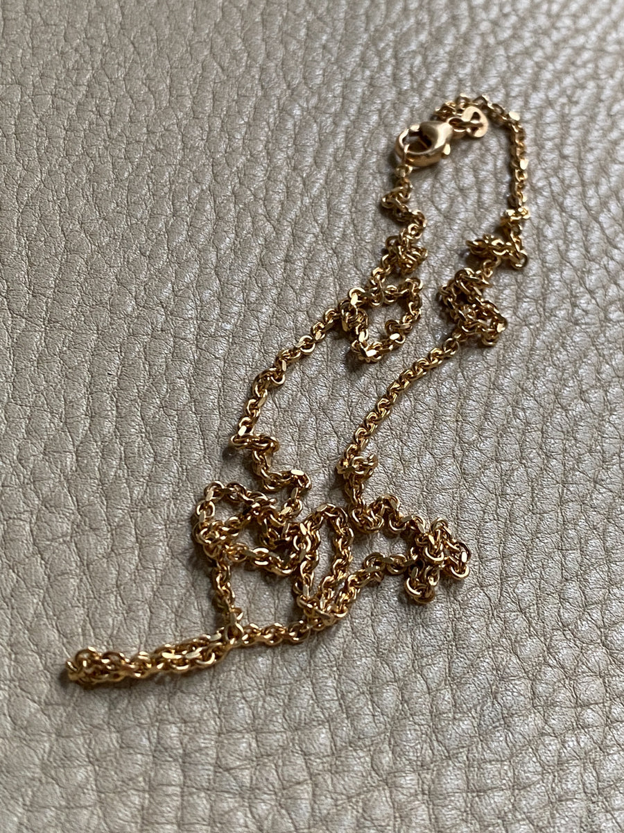 Sparkly 2mm Italian Biker link Necklace in 18k Gold - 19.6 inch length