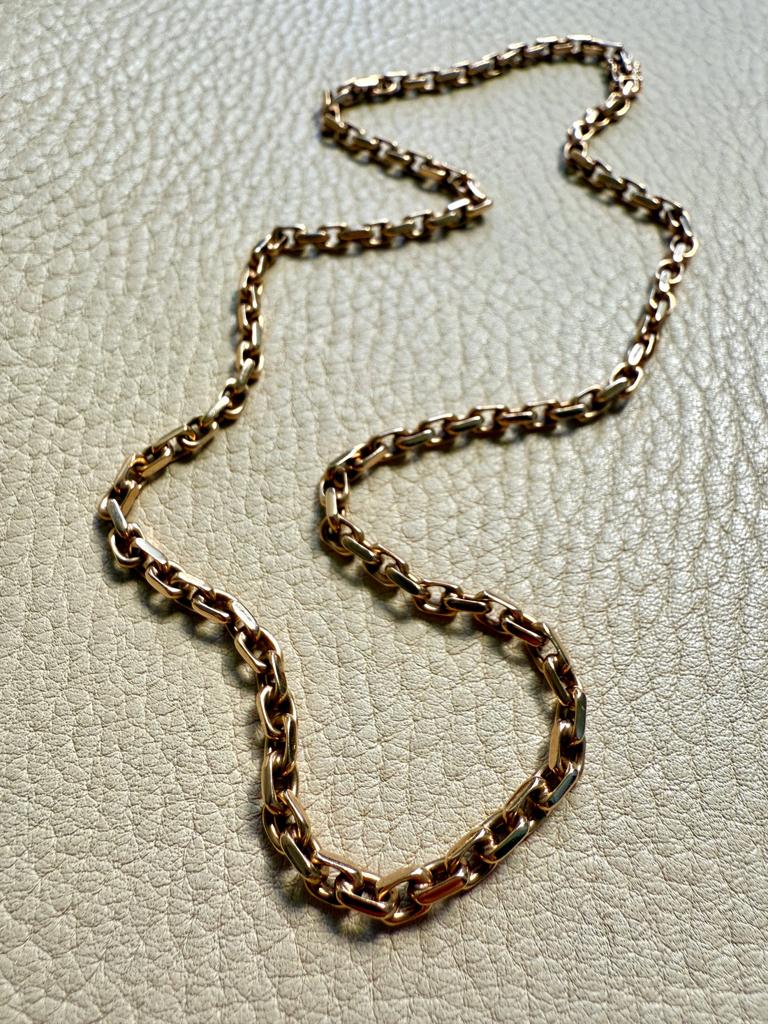 Vintage Danish Chunky Biker Link Chain Necklace in 14k Gold 3.5 mm width - 17 inch length