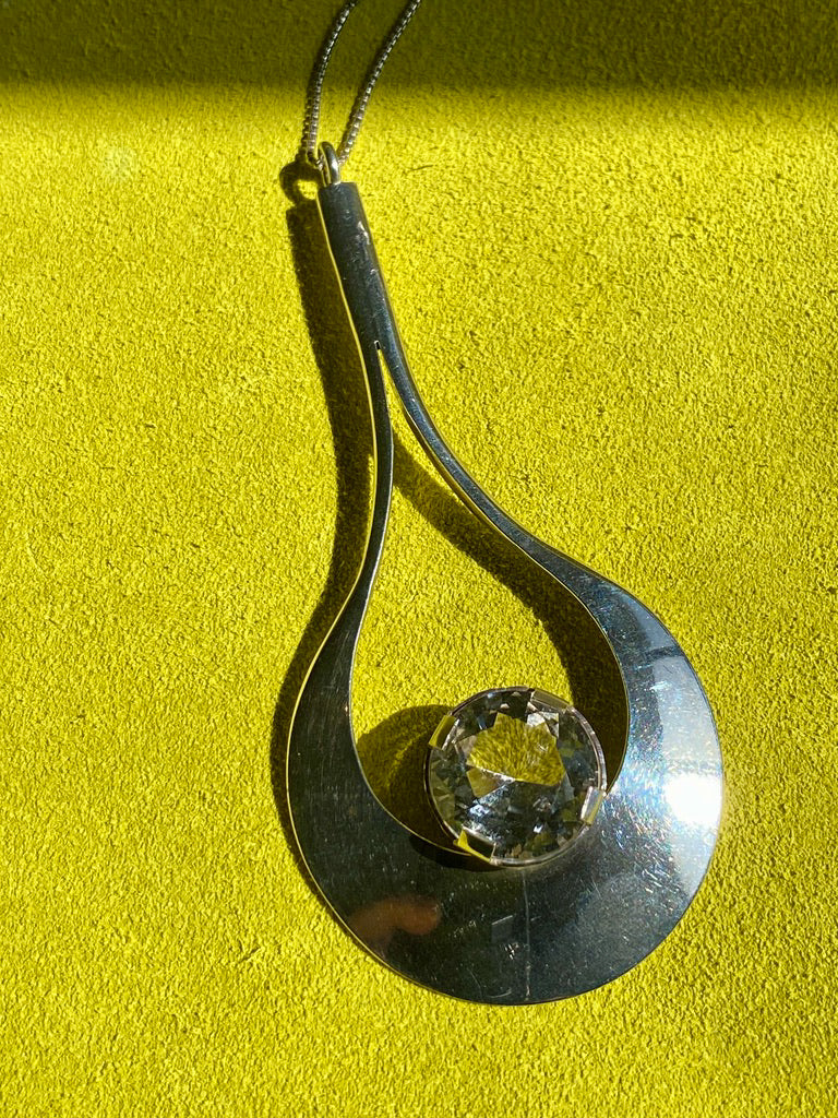 1974 Sterling Silver Droplet Pendant by Stigbert for Waldemar Johnson Atelier - 20 inch necklace