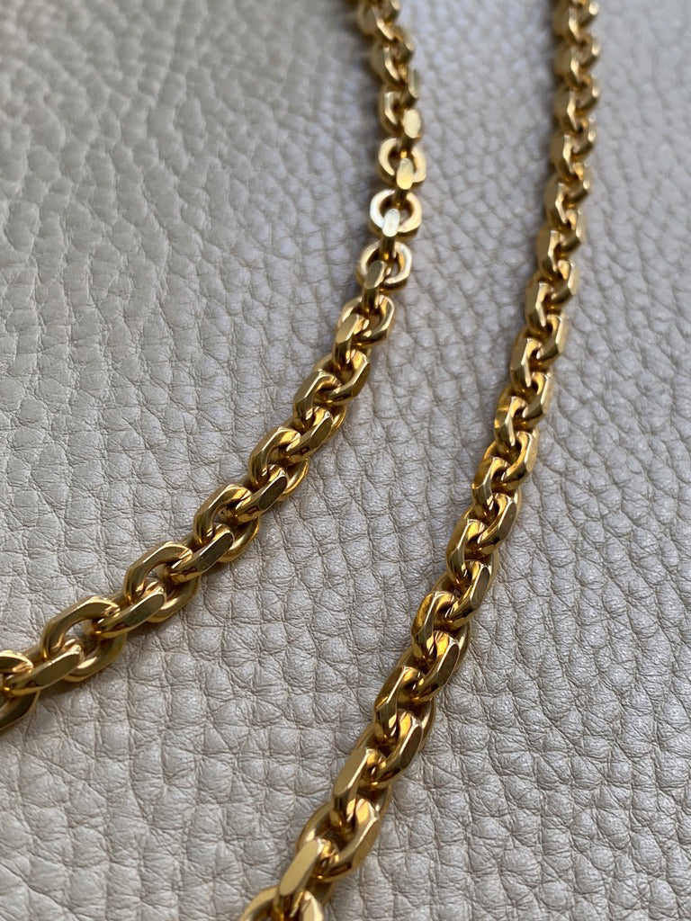 WEIGHTY!! 18k Gold Chunky Biker Chain Necklace - By Classic Italian Maker Balestra - 20 inch length