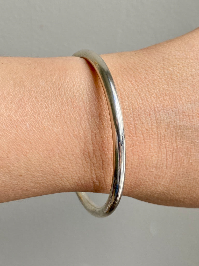 Heavy Round Solid Bangle - Solid Sterling Silver - 7.8 inch interior circumference