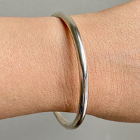 Heavy Round Solid Bangle - Solid Sterling Silver - 7.8 inch interior circumference