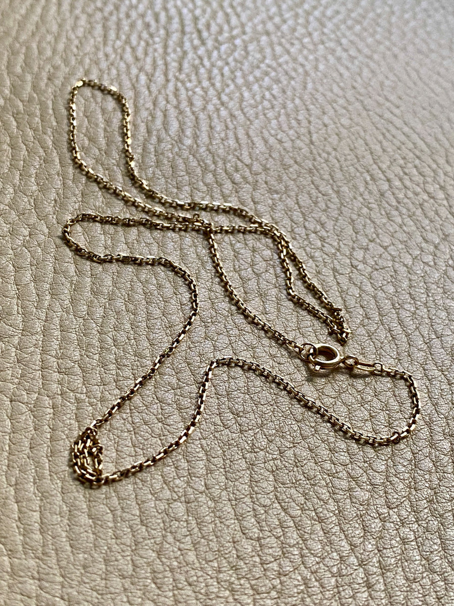 14k Gold Danish Vintage Slim Biker Link Chain Necklace - 18.25 inch length