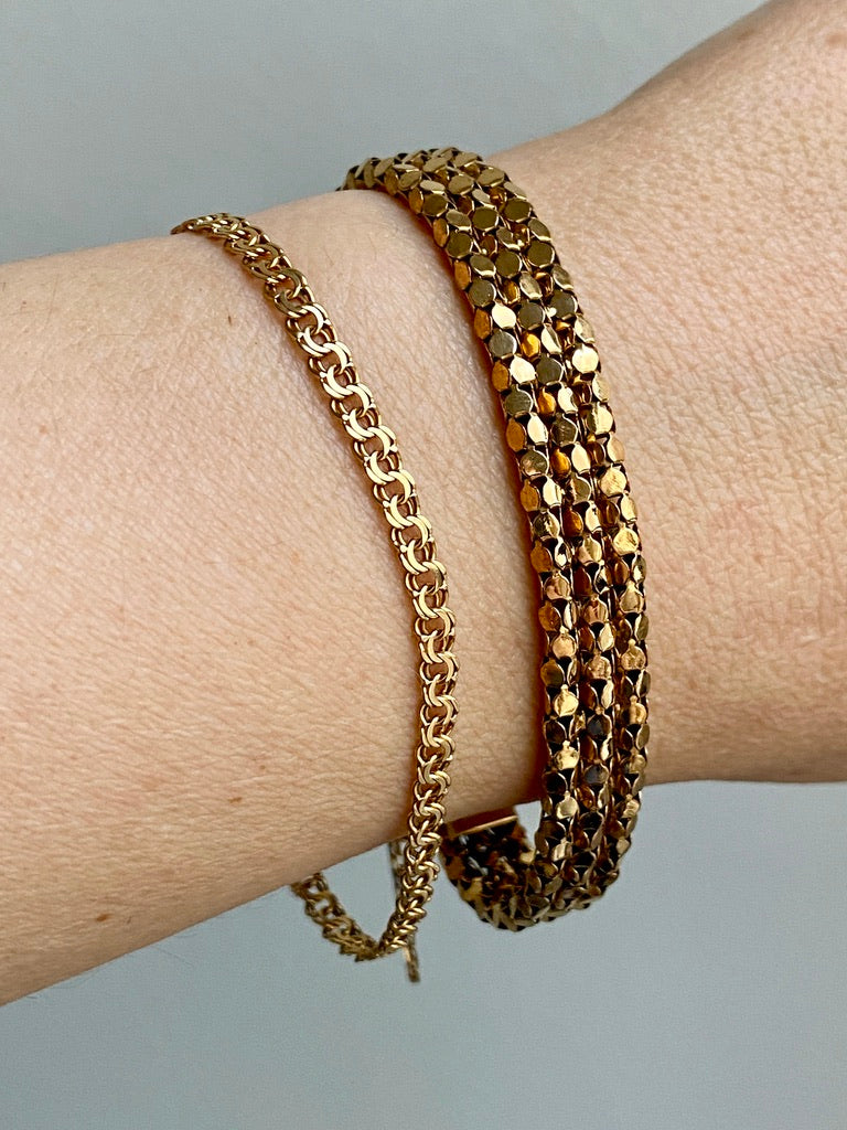 Honeycomb link triple row bracelet - 18k gold - 7 inch length