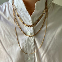 1958 Stockholm Sweden, Double Link Chain Graduated Width Necklace in 18k Gold - 17 inch length