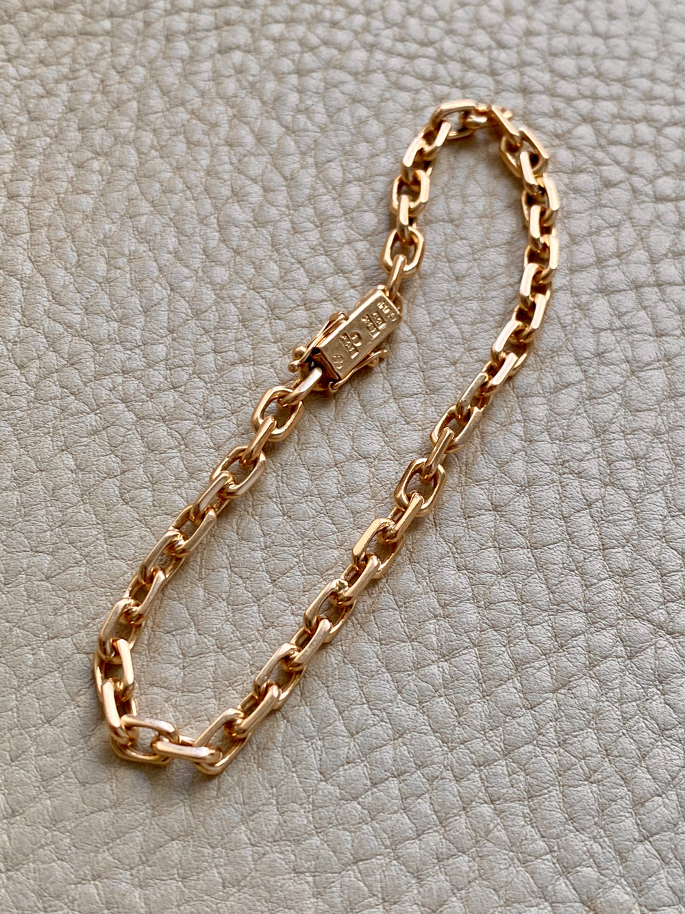 Swedish vintage 18k gold biker link bracelet 4.4mm width - 7.5 inch length