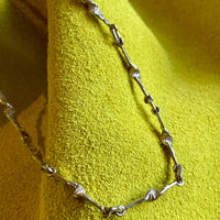 Scandinavian vintage twisted link choker necklace in silver - 16.1 inch length